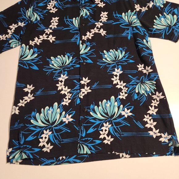Cubavera Hawaiian Shirt Button Up Floral Rayon Black Blue Mens Medium NEW NWOT - Picture 3 of 12